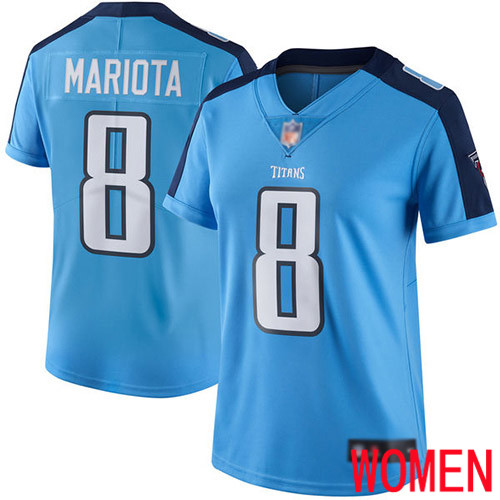 Tennessee Titans Limited Light Blue Women Marcus Mariota Jersey NFL Football #8 Rush Vapor Untouchable->women nfl jersey->Women Jersey